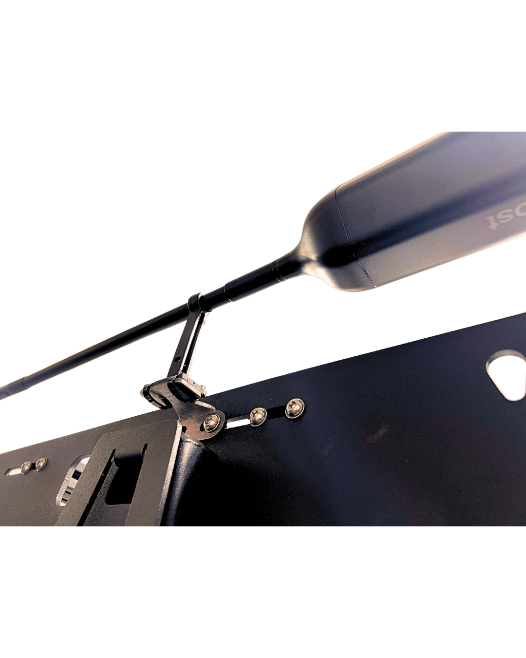 Antenna support clip mounted with a Weboost adapter kit