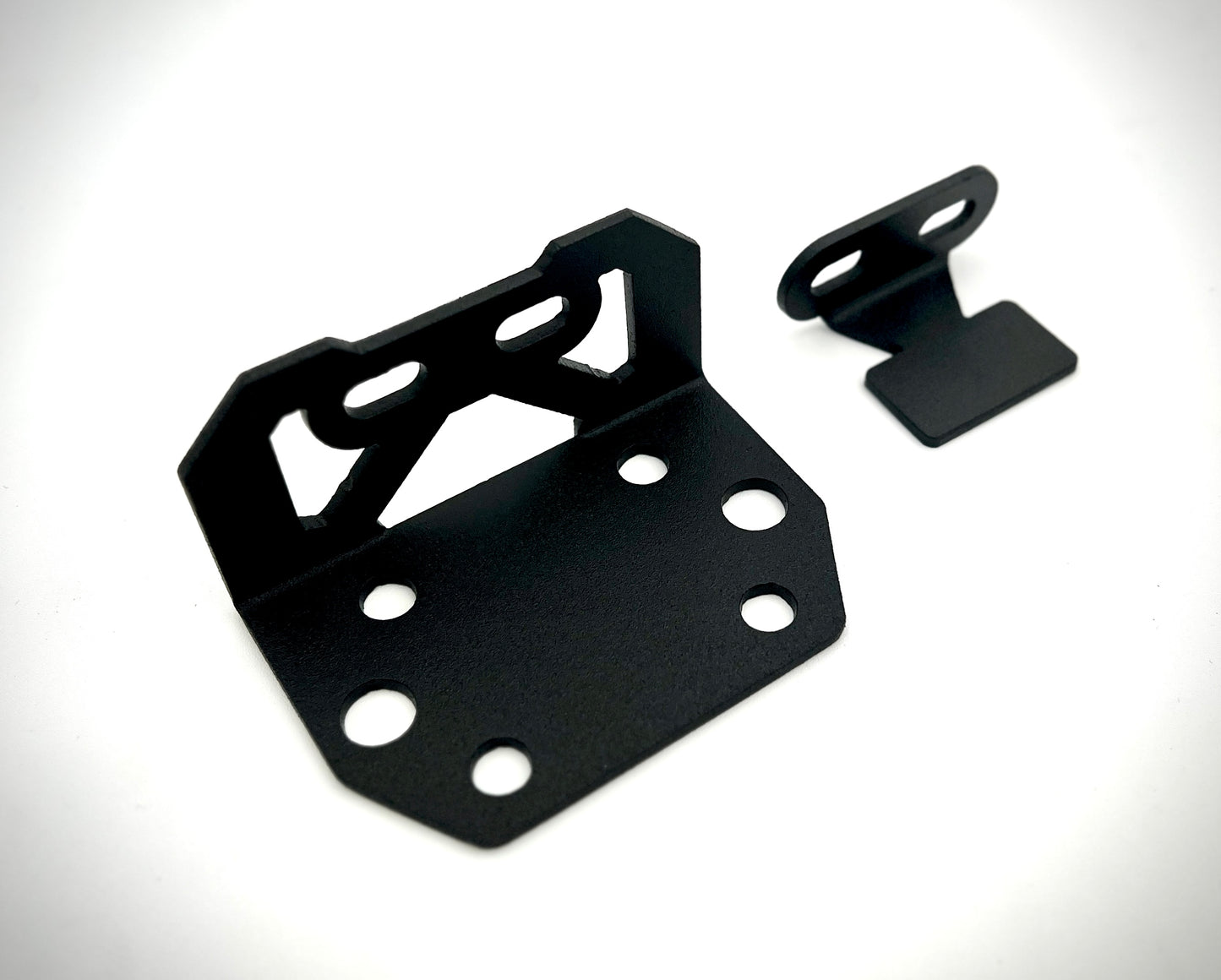 Black metal bracket on a white background